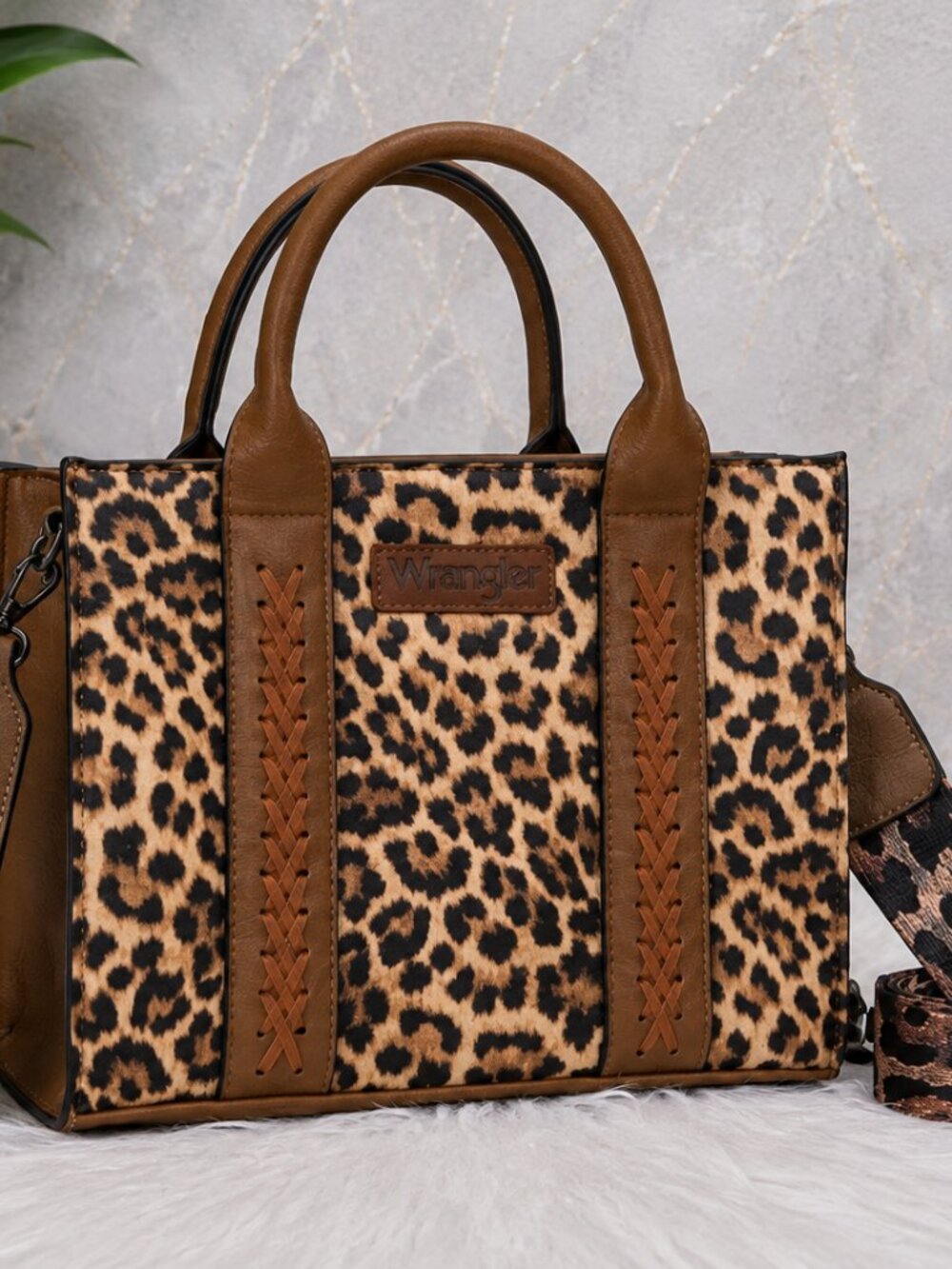 Wrangler Leopard Print Tote Crossbody Bag | NWT